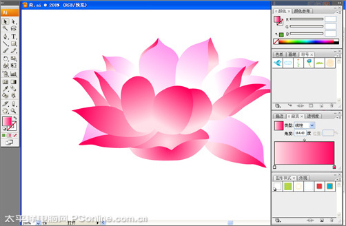 illustrator cs3鼠绘教程：绘制漂亮的矢量荷花图_网页设计