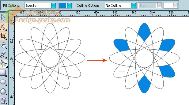 coreldraw x3入门教程：智能填充工具的运用_中国教程网